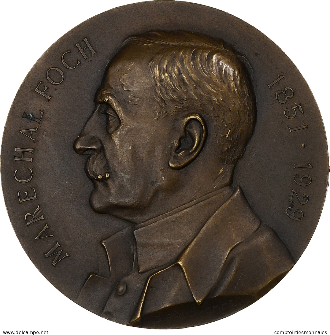 France, Médaille, Les Funérailles Du Maréchal Foch, 1929, Bronze - Andere & Zonder Classificatie