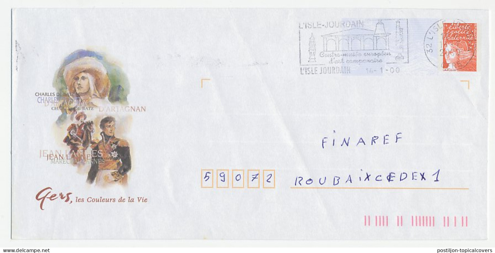 Postal Stationery / PAP France 2000 Charles De Batz / D Artagnan - Musketeer - Alexander Dumas - Autres & Non Classés