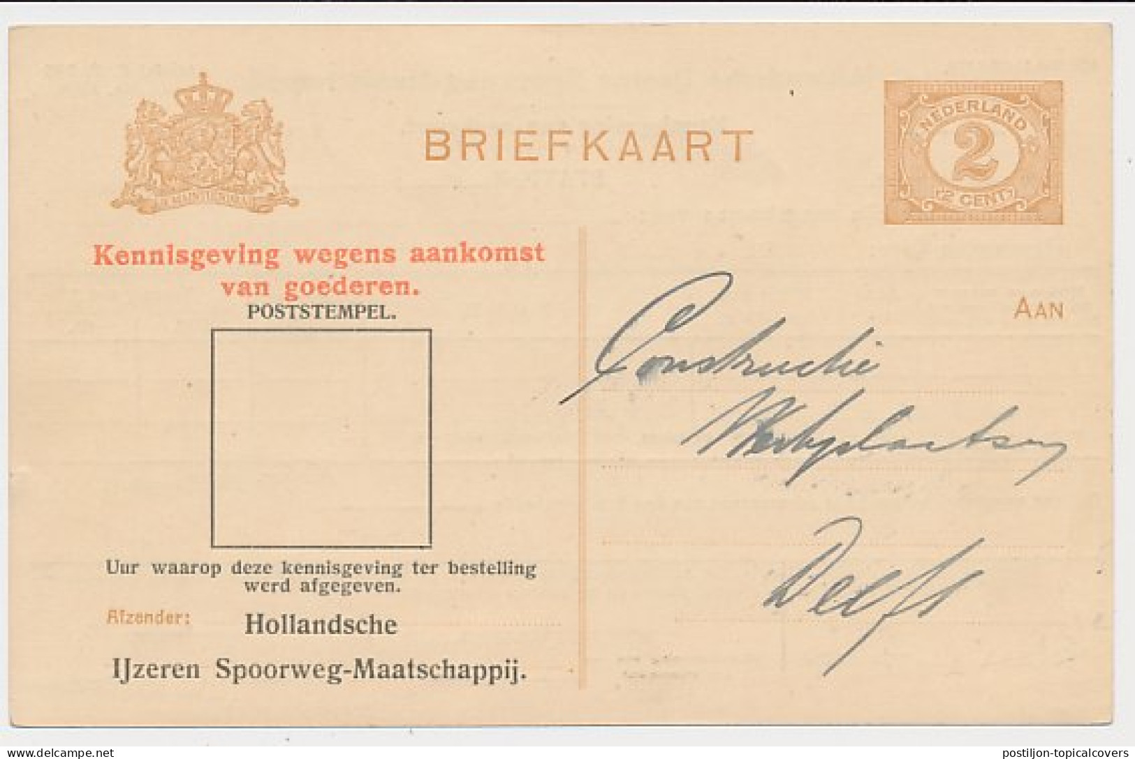 Spoorwegbriefkaart G. HYSM88a-I D - Delft - Ganzsachen