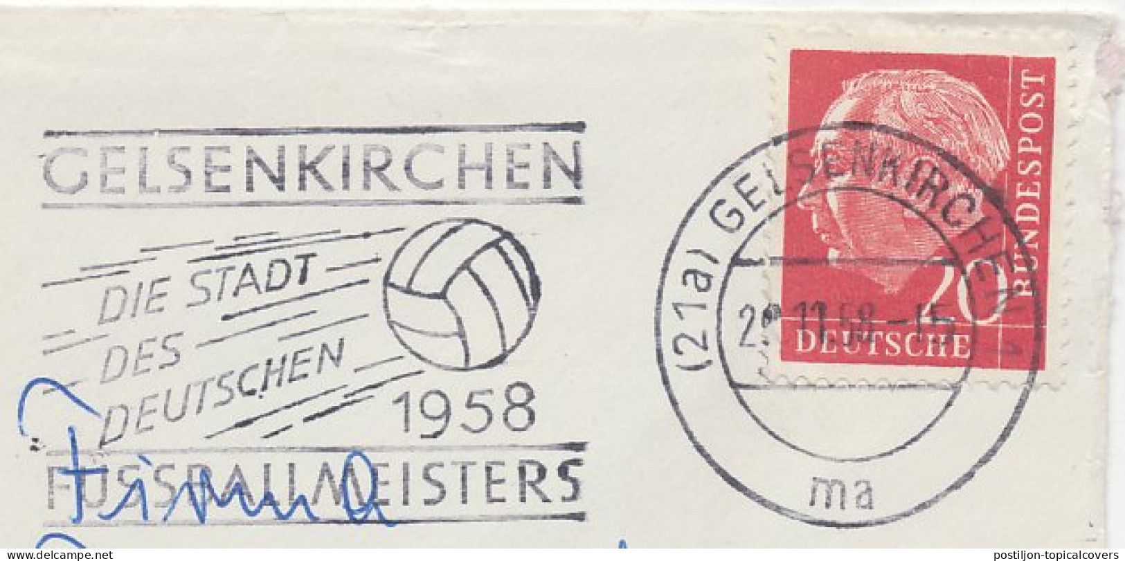 Cover / Postmark Germany 1958 Gelsenkirchen Football Champion 1958 - Autres & Non Classés