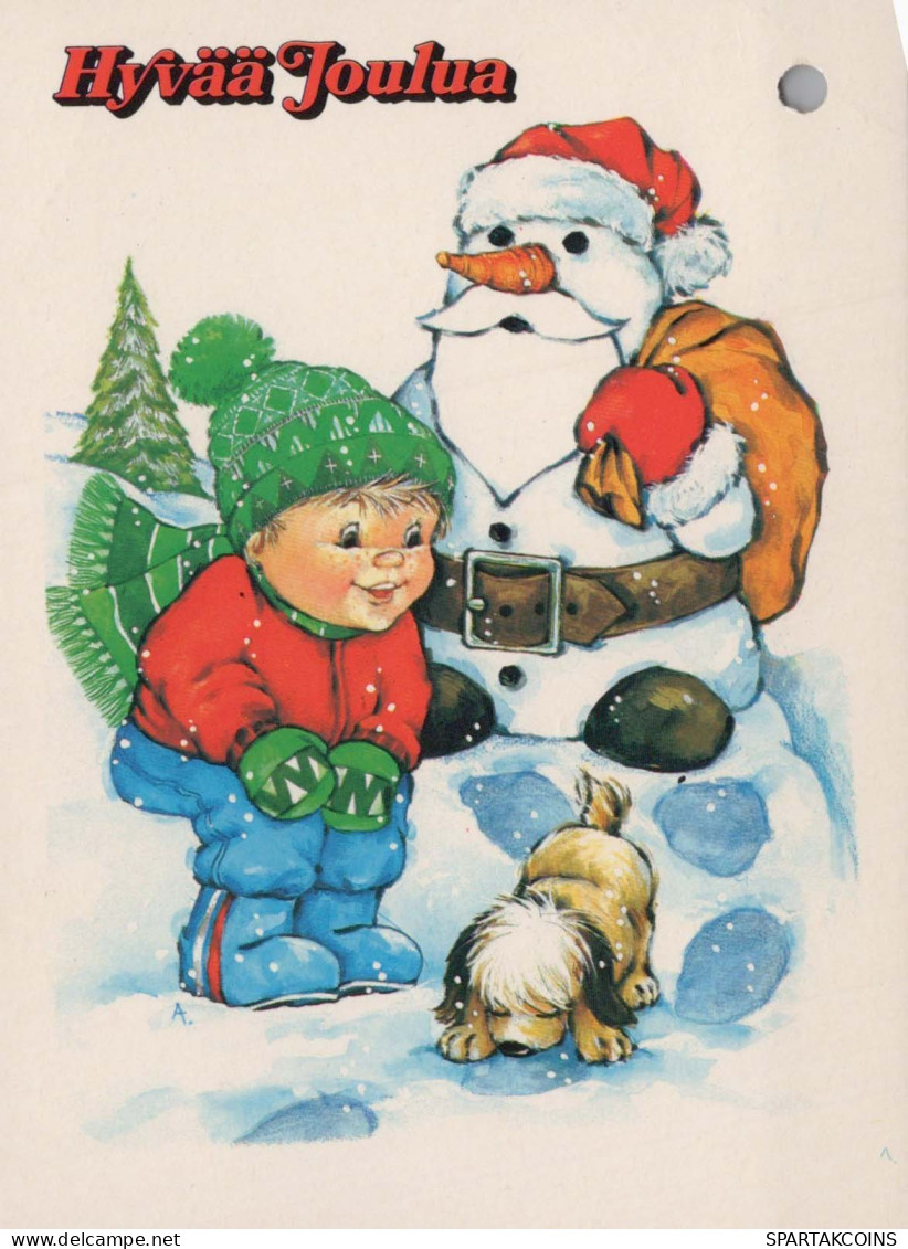 BABBO NATALE Buon Anno Natale BAMBINO Animale Vintage Cartolina CPSM #PBS981.IT - Santa Claus