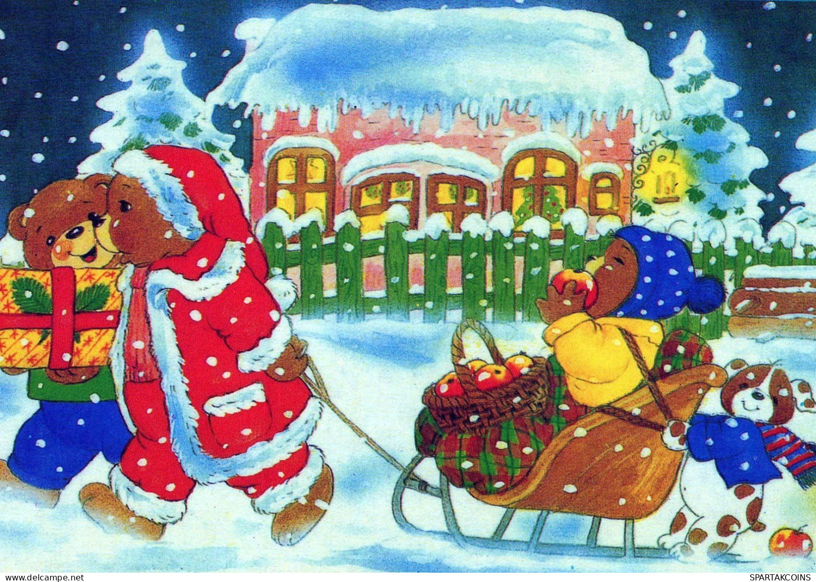 Buon Anno Natale NASCERE Animale Vintage Cartolina CPSM #PBS325.IT - Neujahr