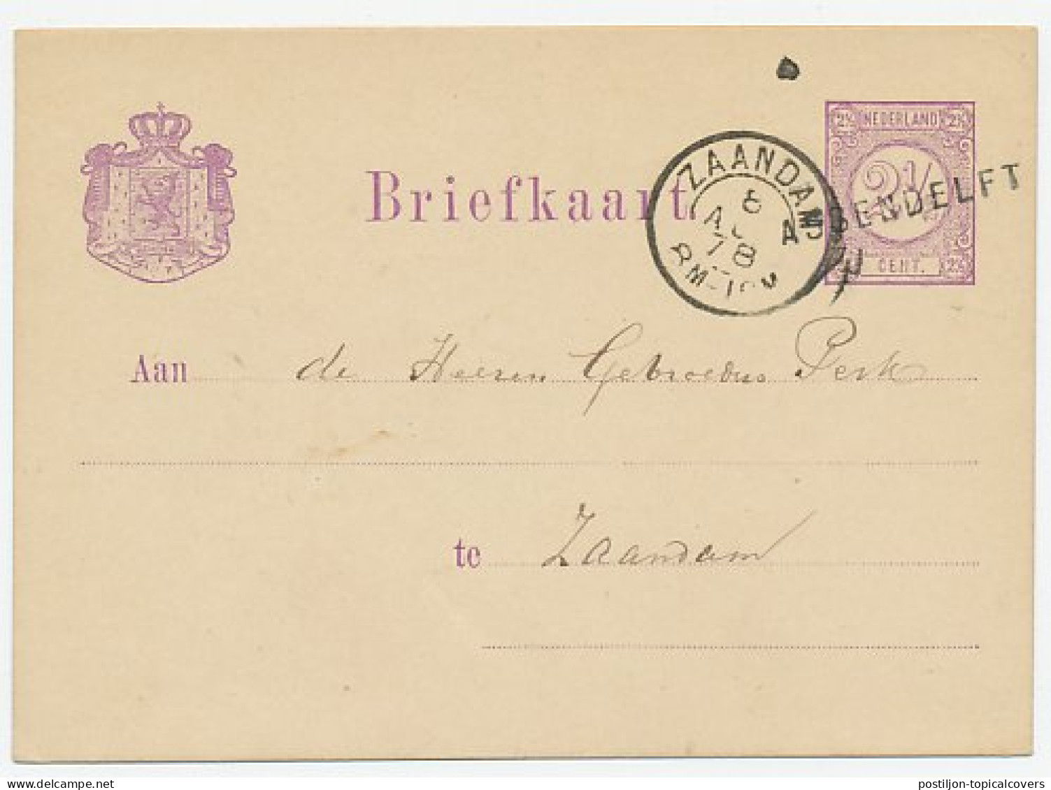 Naamstempel Assendelft 1878 - Covers & Documents