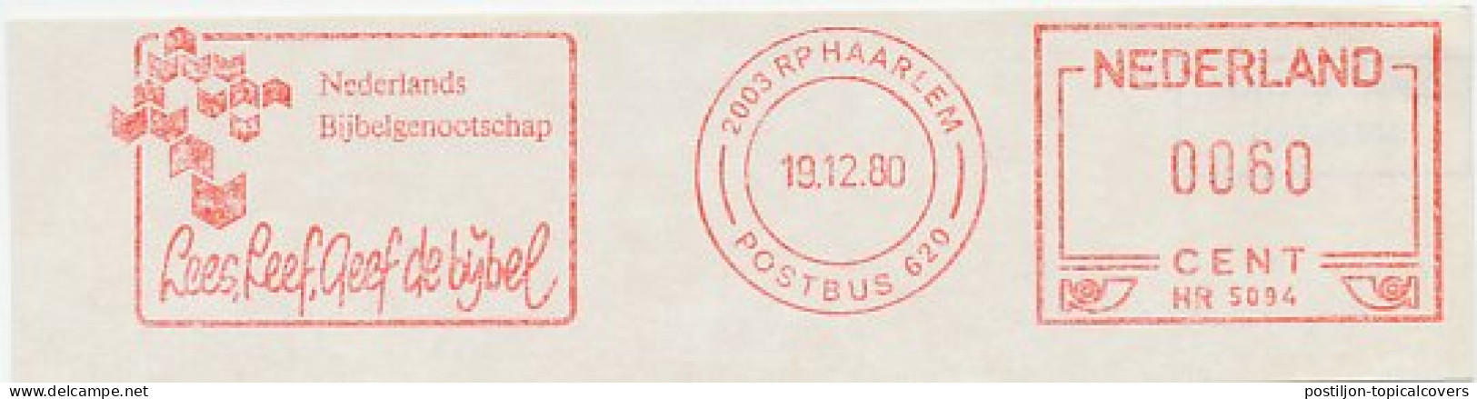 Meter Cut Netherlands 1980 Read, Live, Give The Bible - Other & Unclassified