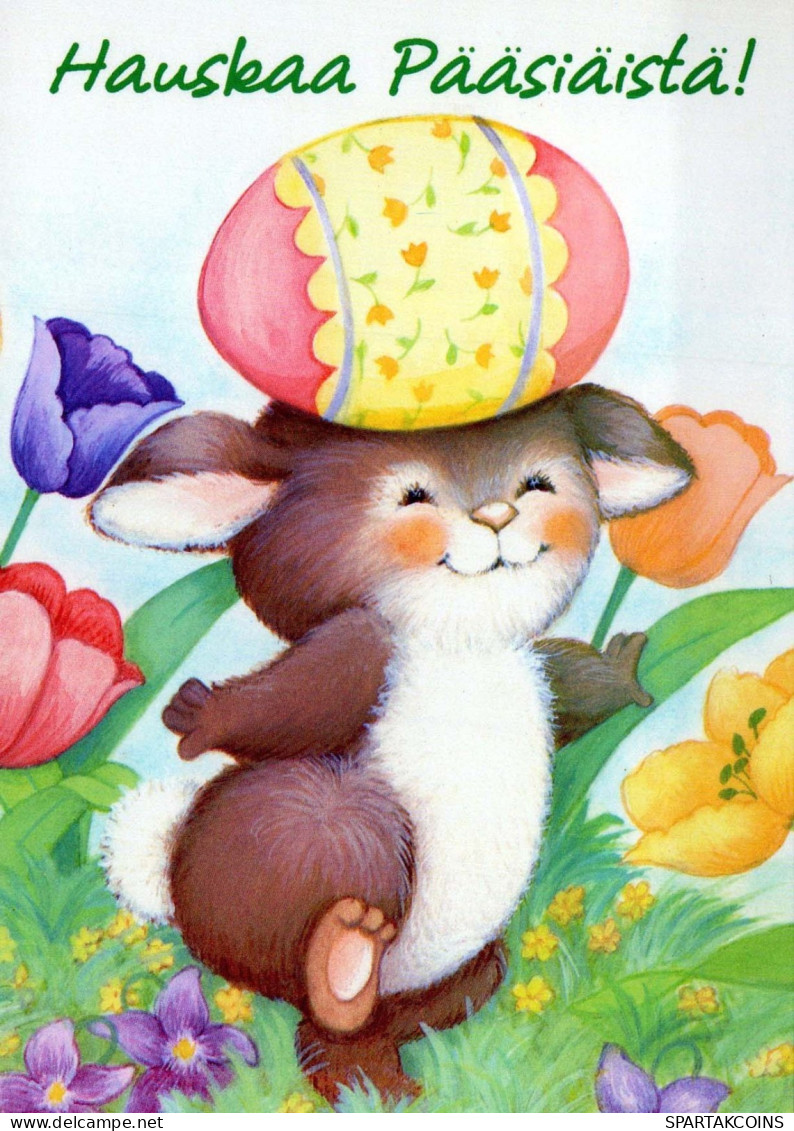 PASQUA CONIGLIO UOVO Vintage Cartolina CPSM #PBO398.IT - Easter