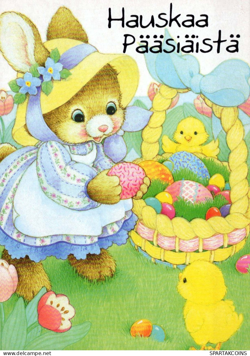 PASQUA CONIGLIO UOVO Vintage Cartolina CPSM #PBO460.IT - Easter