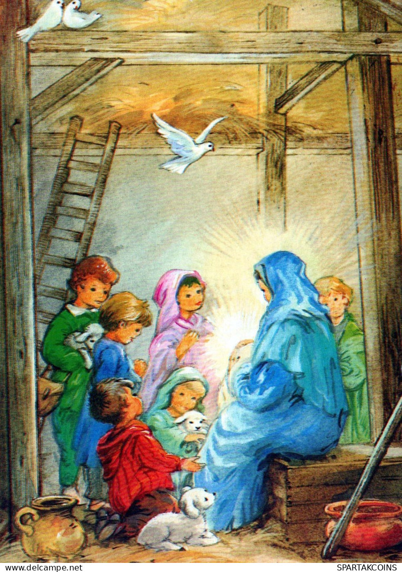 Vergine Maria Madonna Gesù Bambino Natale Religione Vintage Cartolina CPSM #PBB816.IT - Jungfräuliche Marie Und Madona