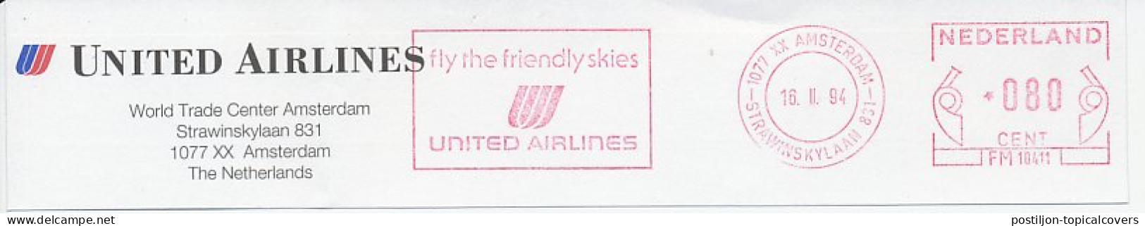 Meter Top Cut Netherlands 1994 United Airlines - Avions