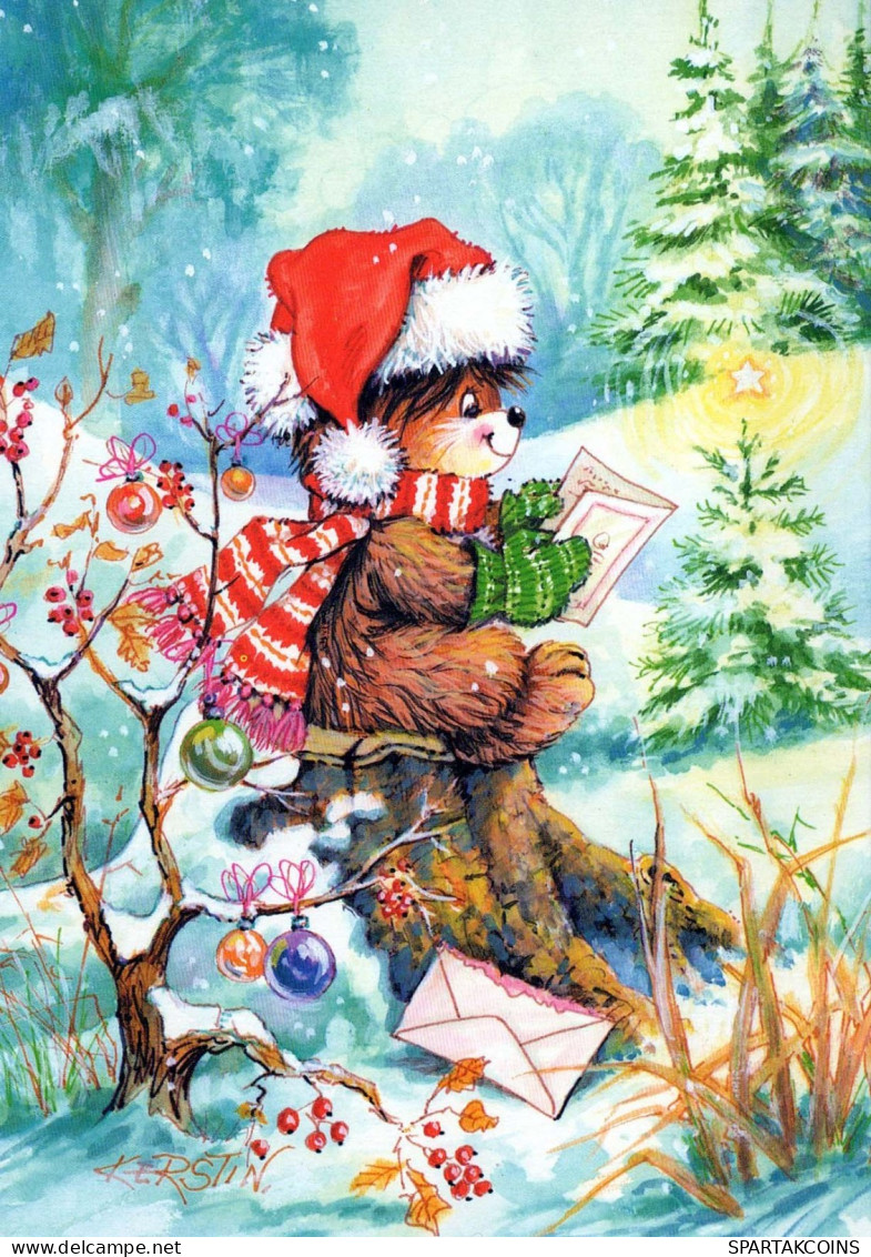 Buon Anno Natale ORSACCHIOTTO Vintage Cartolina CPSM #PAU852.IT - Neujahr