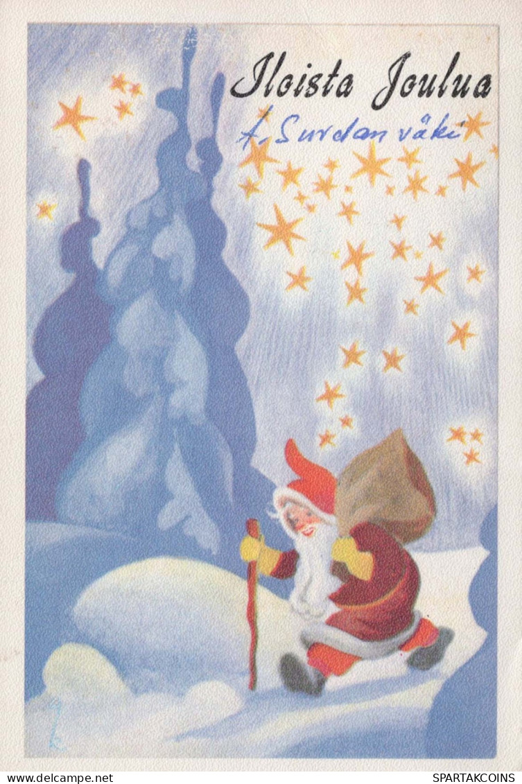 BABBO NATALE Buon Anno Natale Vintage Cartolina CPSM #PAU586.IT - Santa Claus