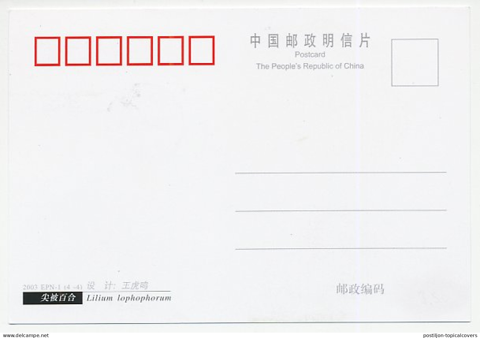 Maximum Card China 2003l Lily - Lilium Lophophorum - Sonstige & Ohne Zuordnung