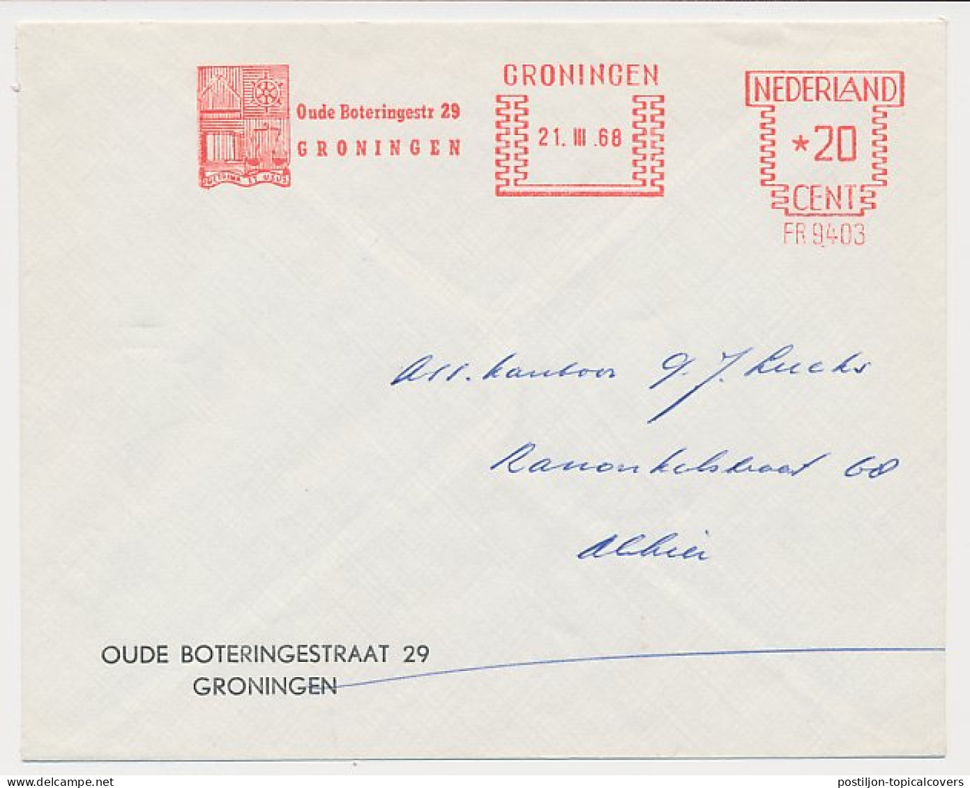 Meter Cover Netherlands 1968 Books - Compass - Wheel - Scale - Doctrina Et Usus - Unclassified