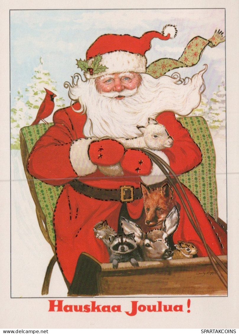 BABBO NATALE Animale Natale Vintage Cartolina CPSM #PAK753.IT - Santa Claus