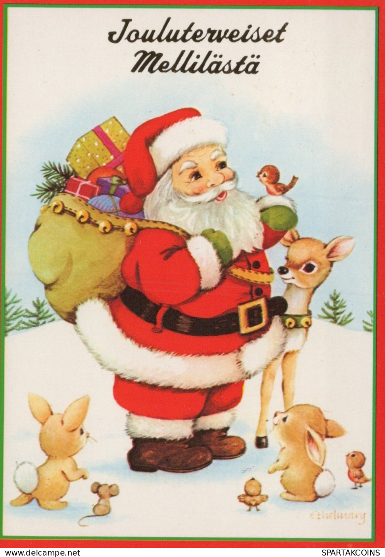 BABBO NATALE Animale Natale Vintage Cartolina CPSM #PAK488.IT - Santa Claus