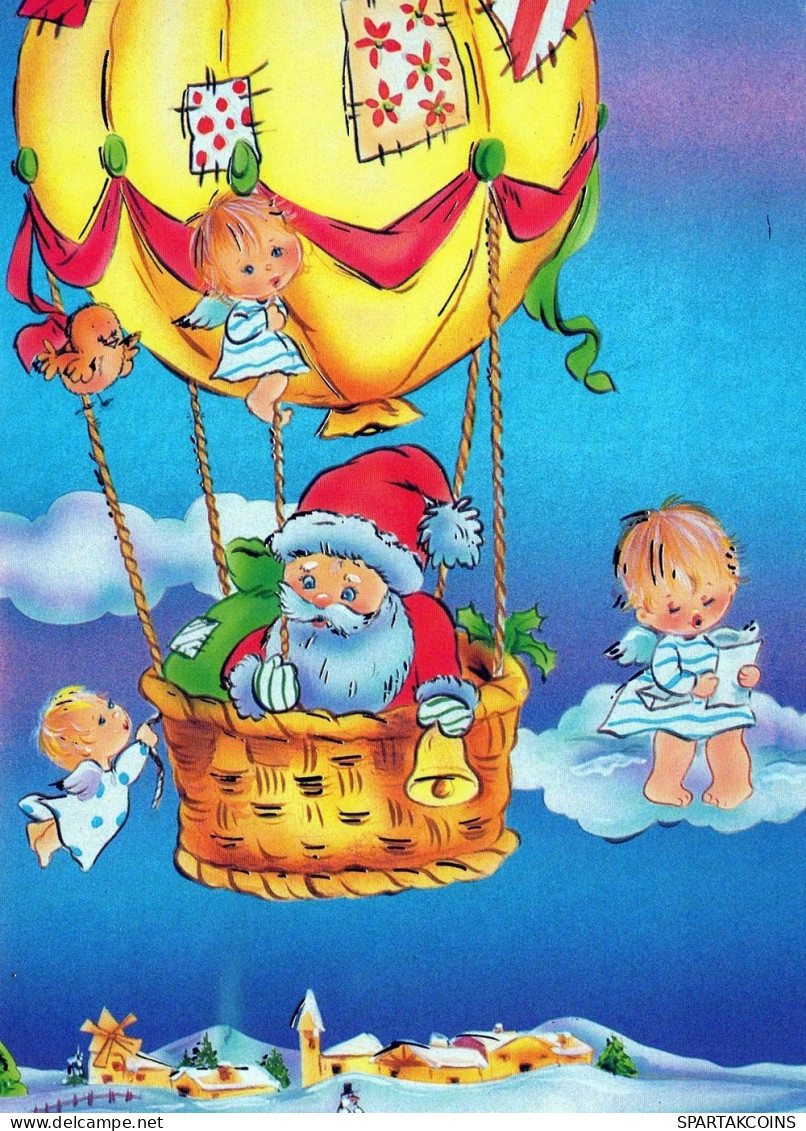 BABBO NATALE ANGELO Buon Anno Natale Vintage Cartolina CPSM #PAK134.IT - Santa Claus