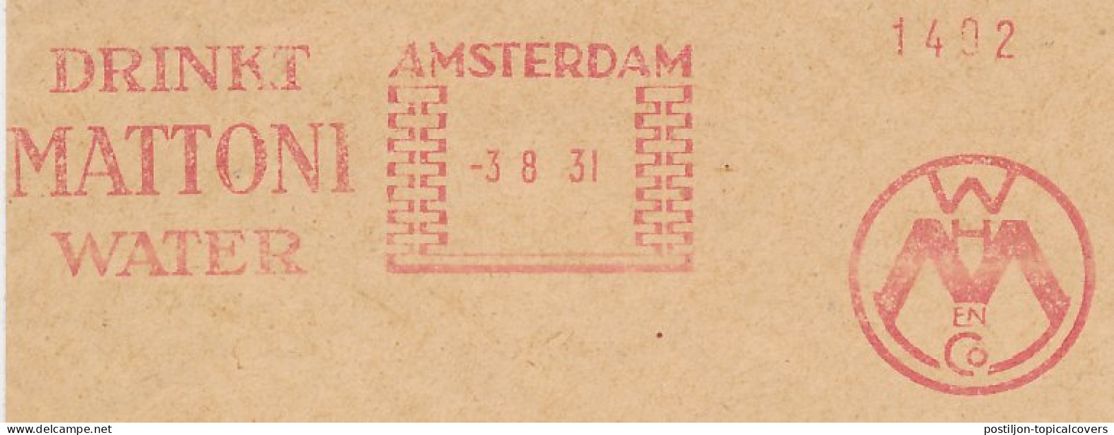 Meter Cover Netherlands 1931 Water - Mineral Water - Drink Mattoni Water  - Autres & Non Classés