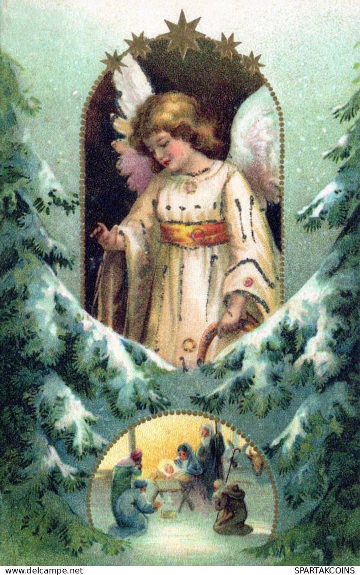 ANGELO Buon Anno Natale Vintage Cartolina CPSMPF #PAG735.IT - Angels