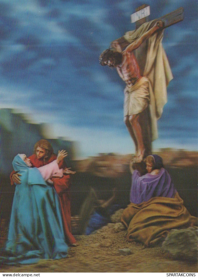CRISTO SANTO Cristianesimo Religione LENTICULAR 3D Vintage Cartolina CPSM #PAZ004.IT - Jesus
