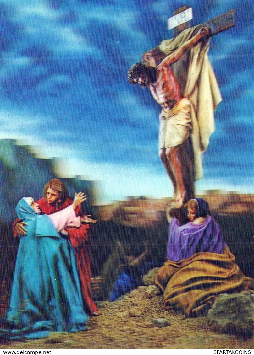 CRISTO SANTO Cristianesimo Religione LENTICULAR 3D Vintage Cartolina CPSM #PAZ004.IT - Jésus