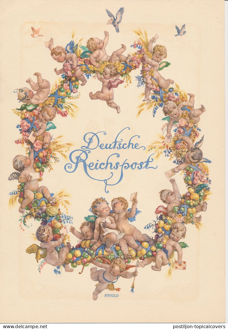 Telegram Germany 1936 - Schmuckblatt Telegramme Angels - Cherubs - Amor - Cupid - Fruit Wreath - Other & Unclassified