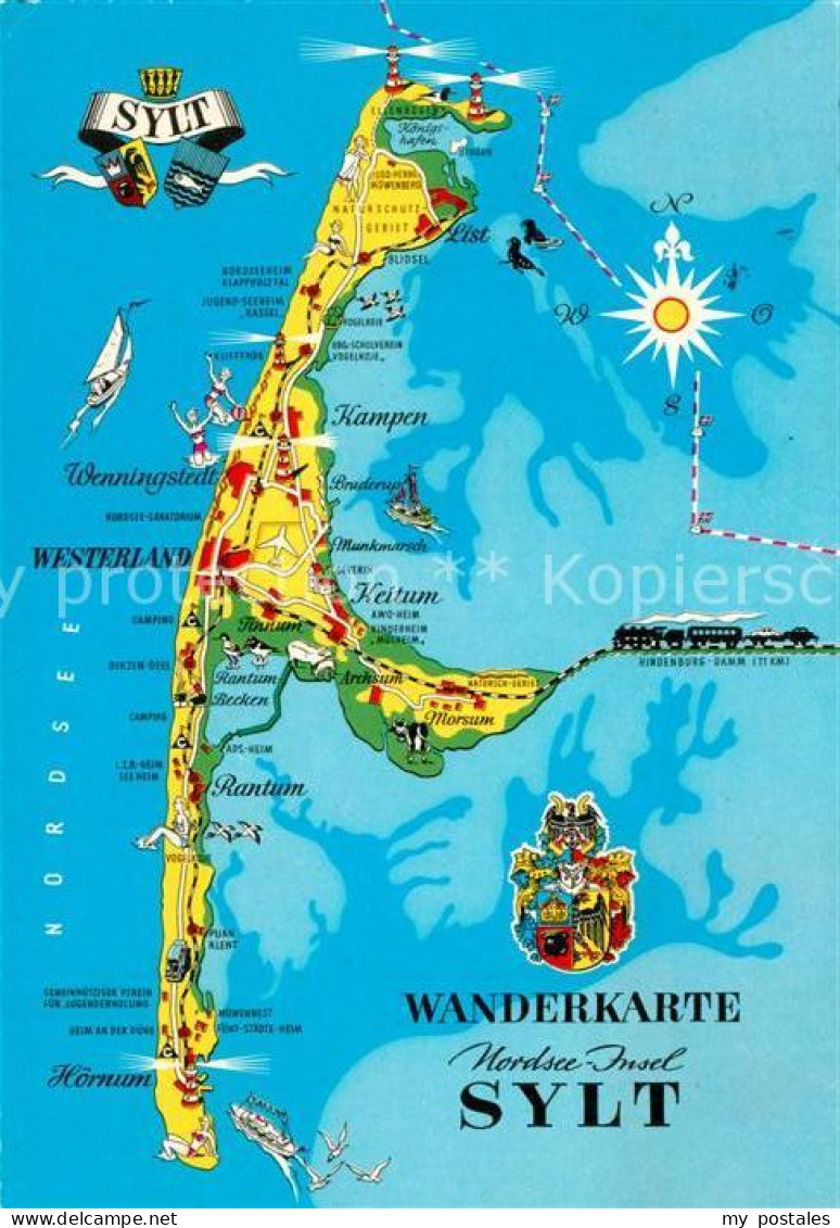 73100455 Sylt Wanderkarte Kampen Keitum Hoernum Sylt - Sylt