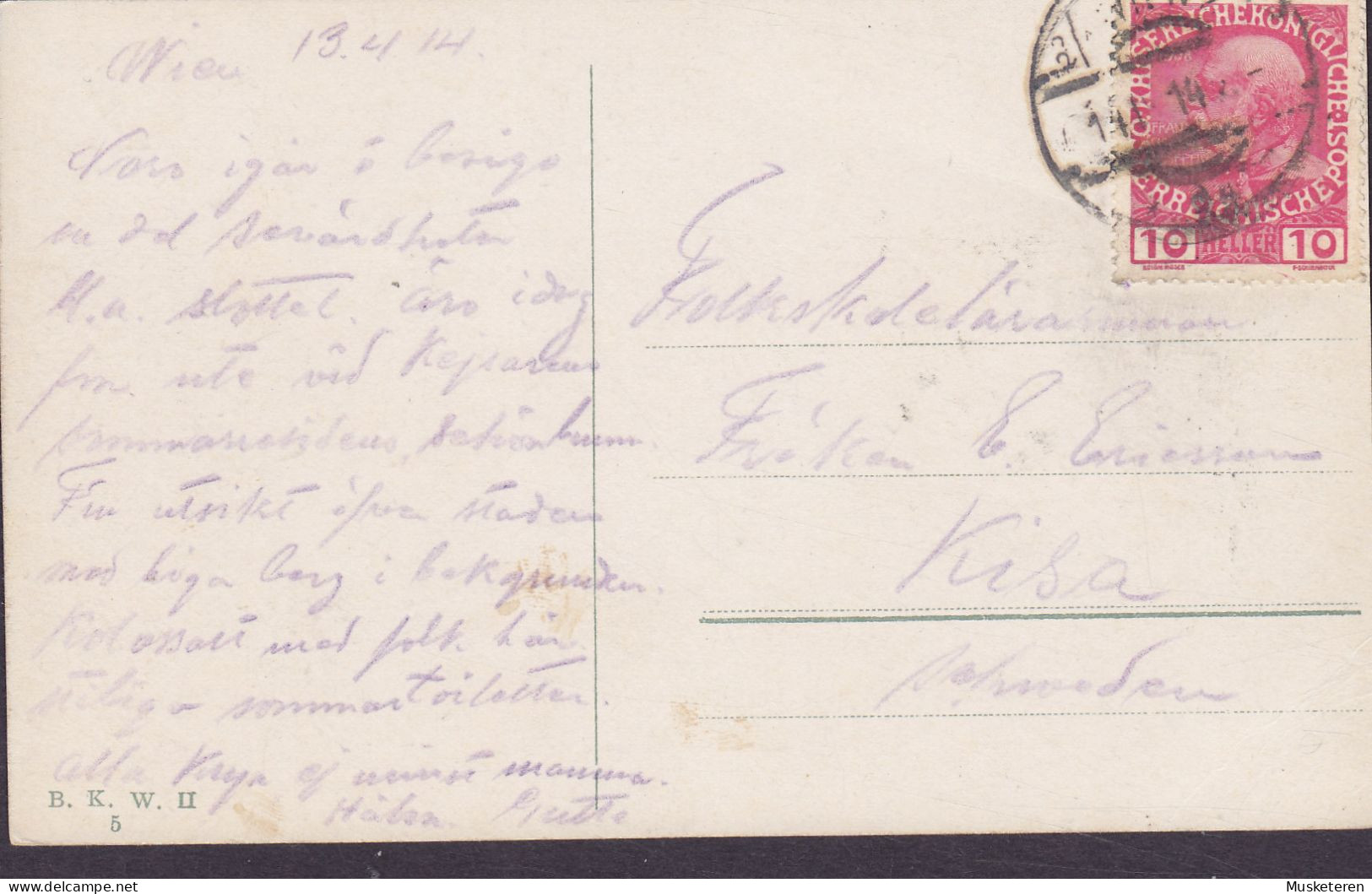 Austria PPC Wien. Franz Josefs Kai. WIEN 1914 KISA Sweden (2 Scans) - Sonstige & Ohne Zuordnung