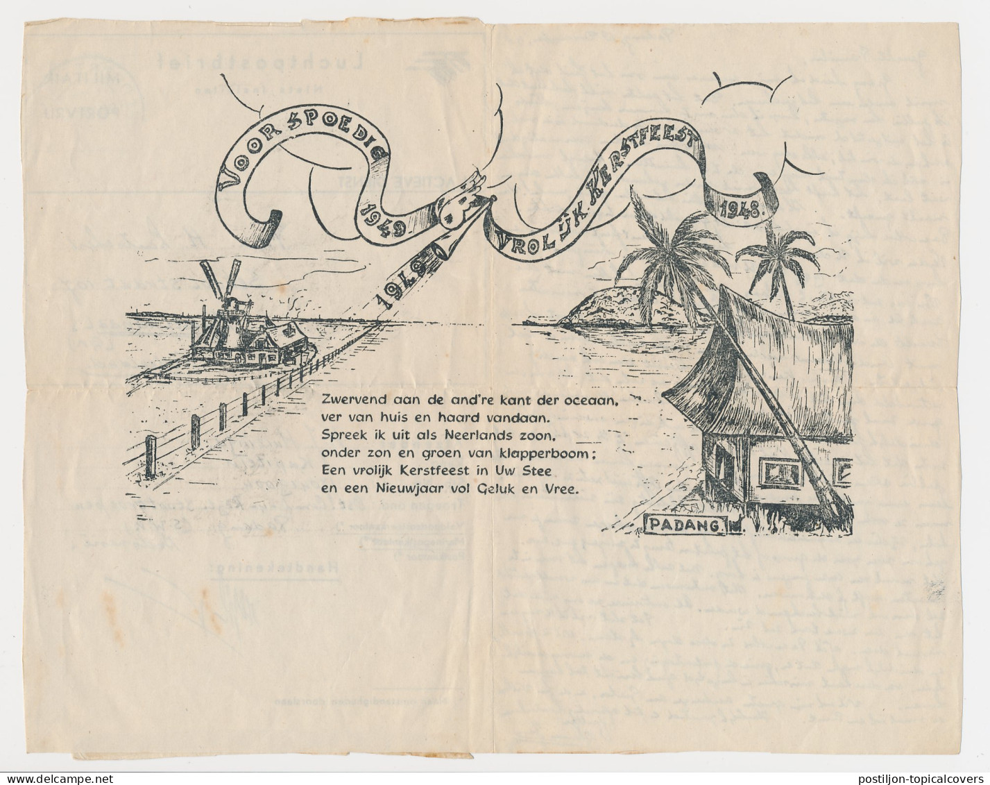 OAS Illustrated Military Airmail Letter Netherlands Indies 1948  - Netherlands Indies