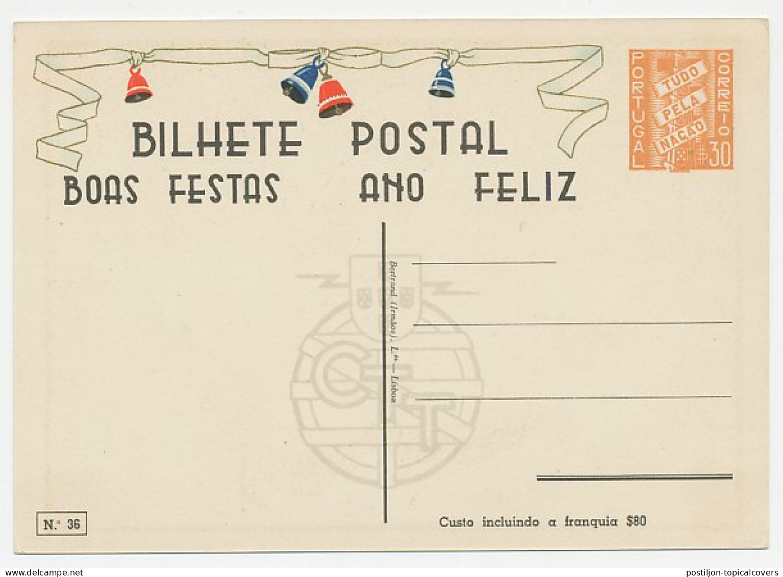 Postal Stationery Portugal Christmas Eve - Church - Noël