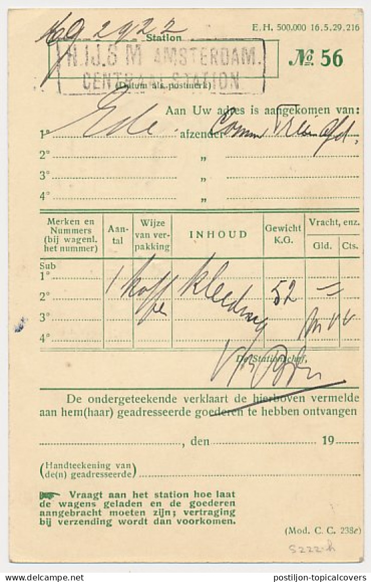 Spoorwegbriefkaart G. NS222 H - Locaal Te Amsterdam 1929 - Ganzsachen