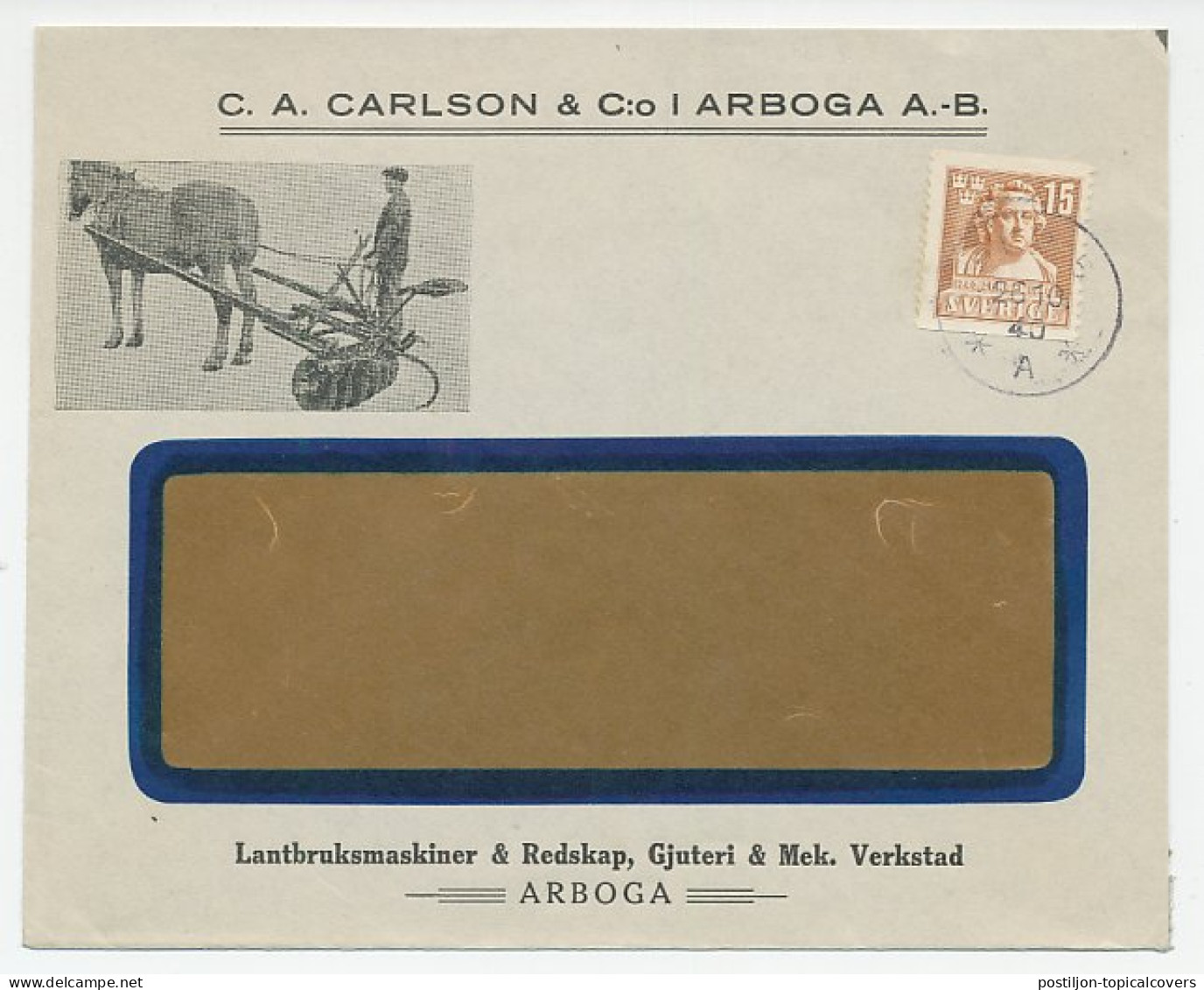 Illustrated Cover Sweden 1940 Plowing - Horse - Landbouw