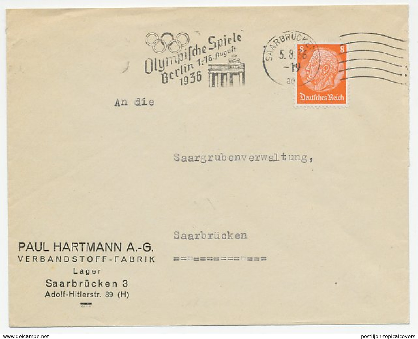 Cover / Postmark Deutsches Reich / Germany 1936 Olympic Games Berlin 1936 - Otros & Sin Clasificación