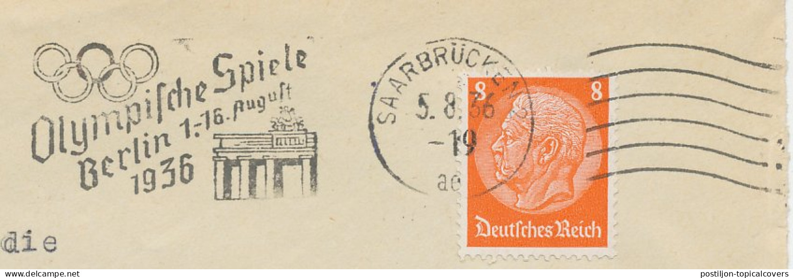 Cover / Postmark Deutsches Reich / Germany 1936 Olympic Games Berlin 1936 - Otros & Sin Clasificación
