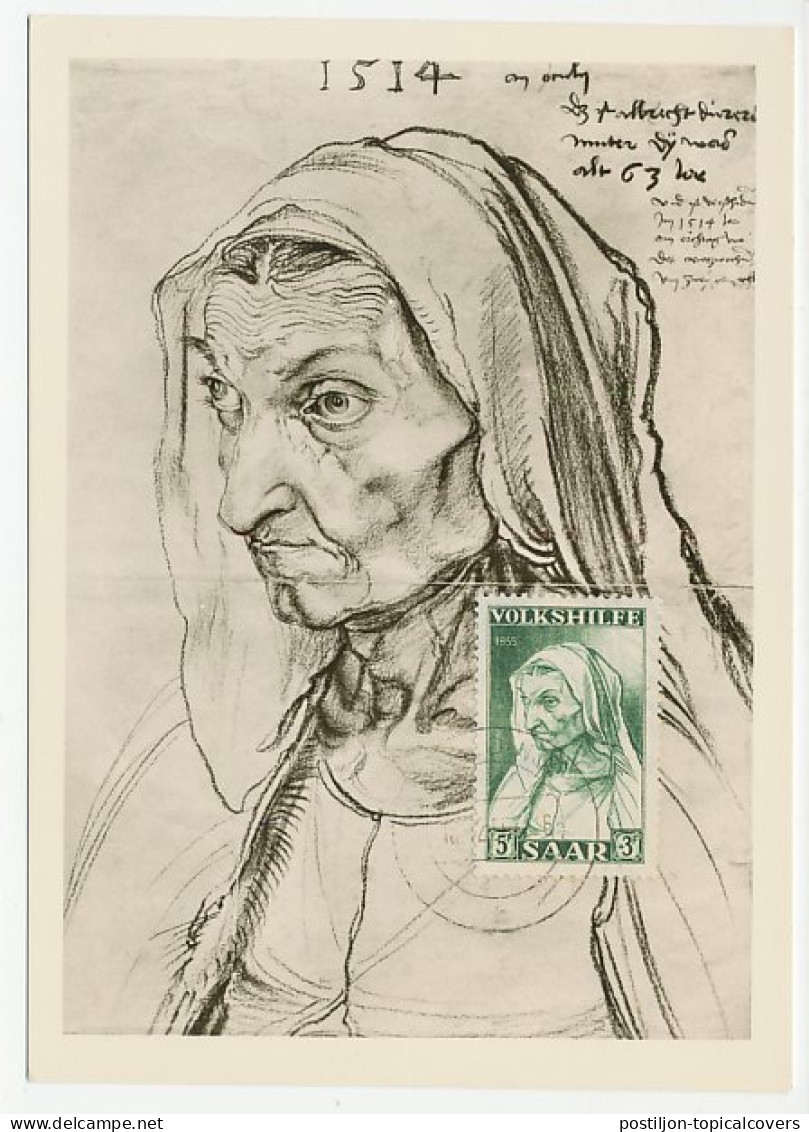 Maximum Card Germany / Saar 1955 Albrecht Durer - Mother - Altri & Non Classificati