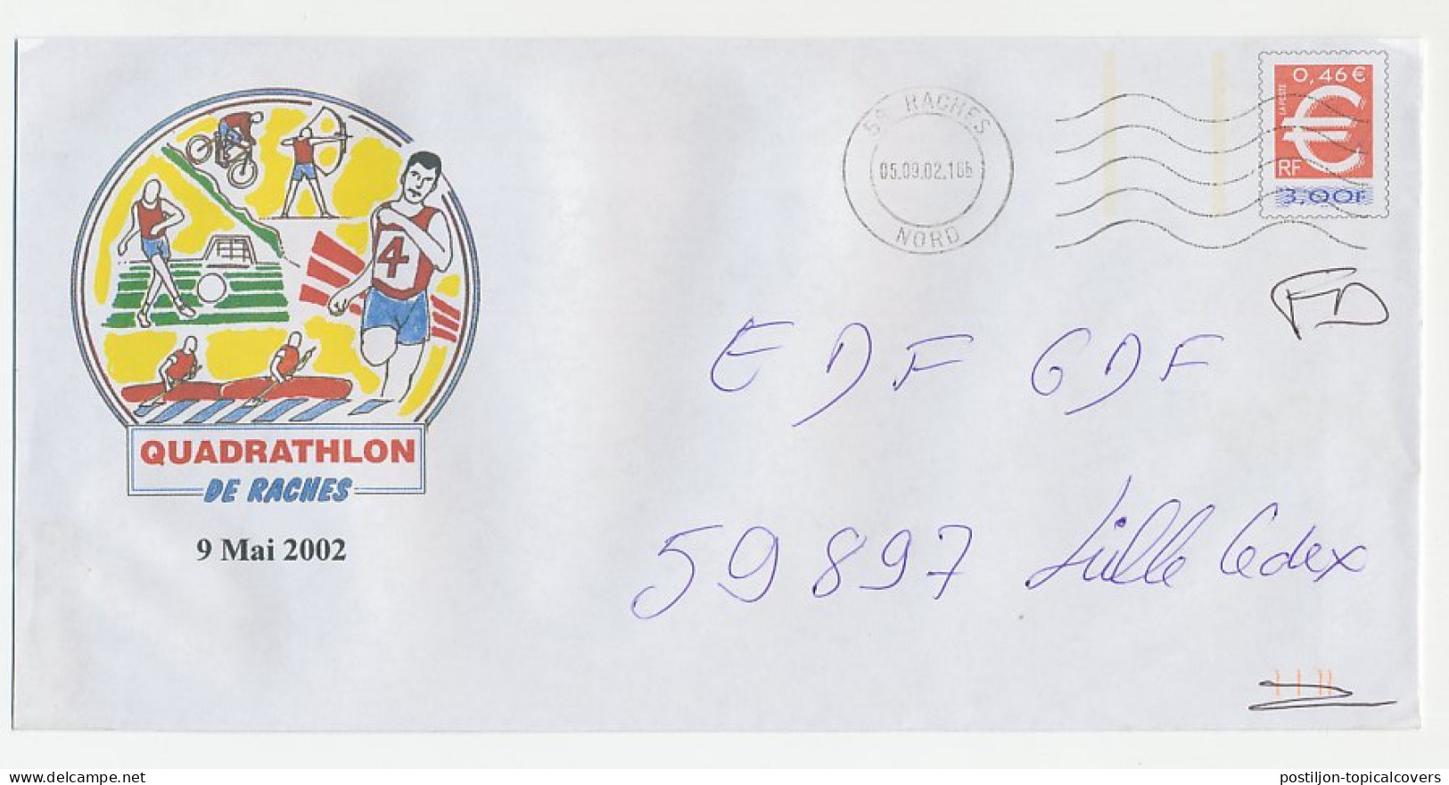 Postal Stationery / PAP France 2002 Quadrathlon - Cycling - Running - Football - Archery - Kayaking - Other & Unclassified