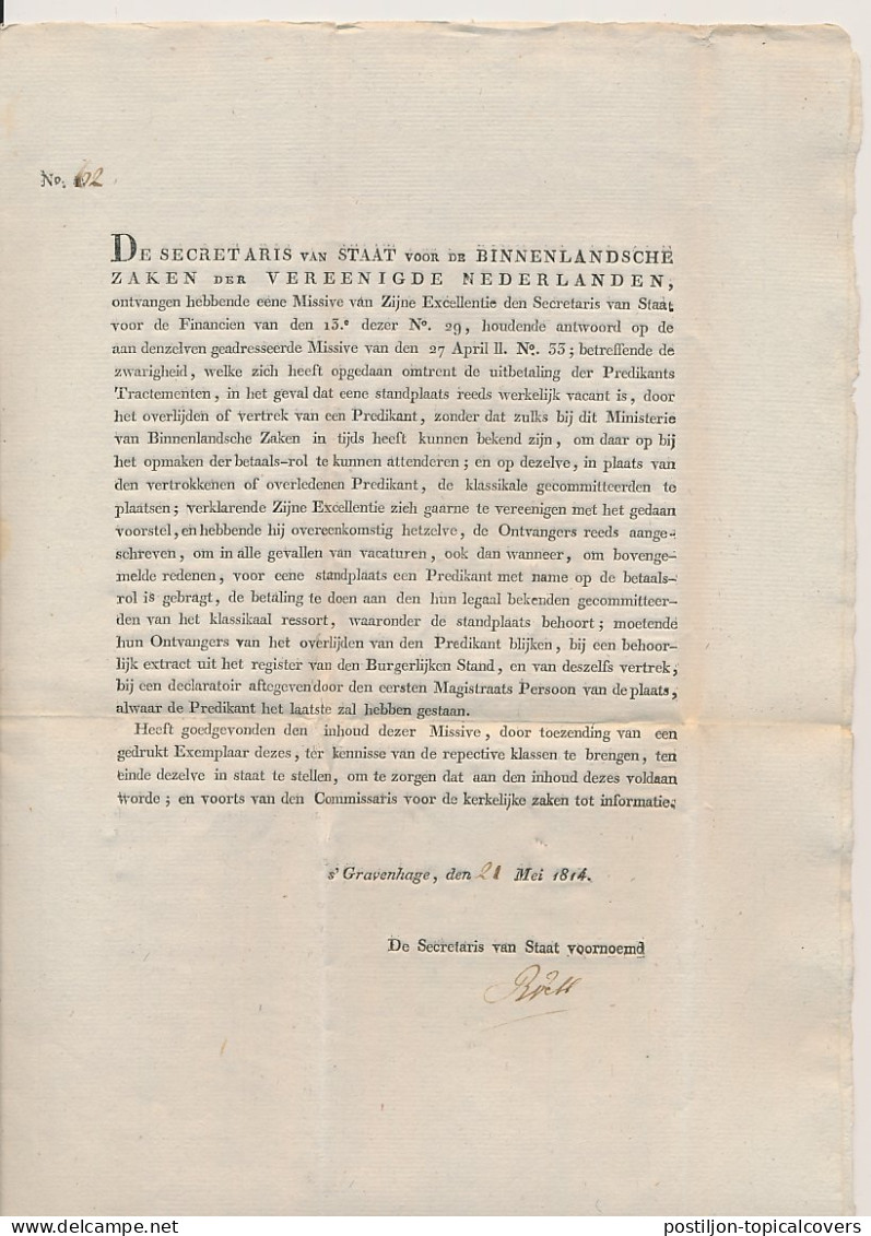 Den Haag - Valkenburg Bij Leiden 1814 - Franco Ministerie - ...-1852 Préphilatélie