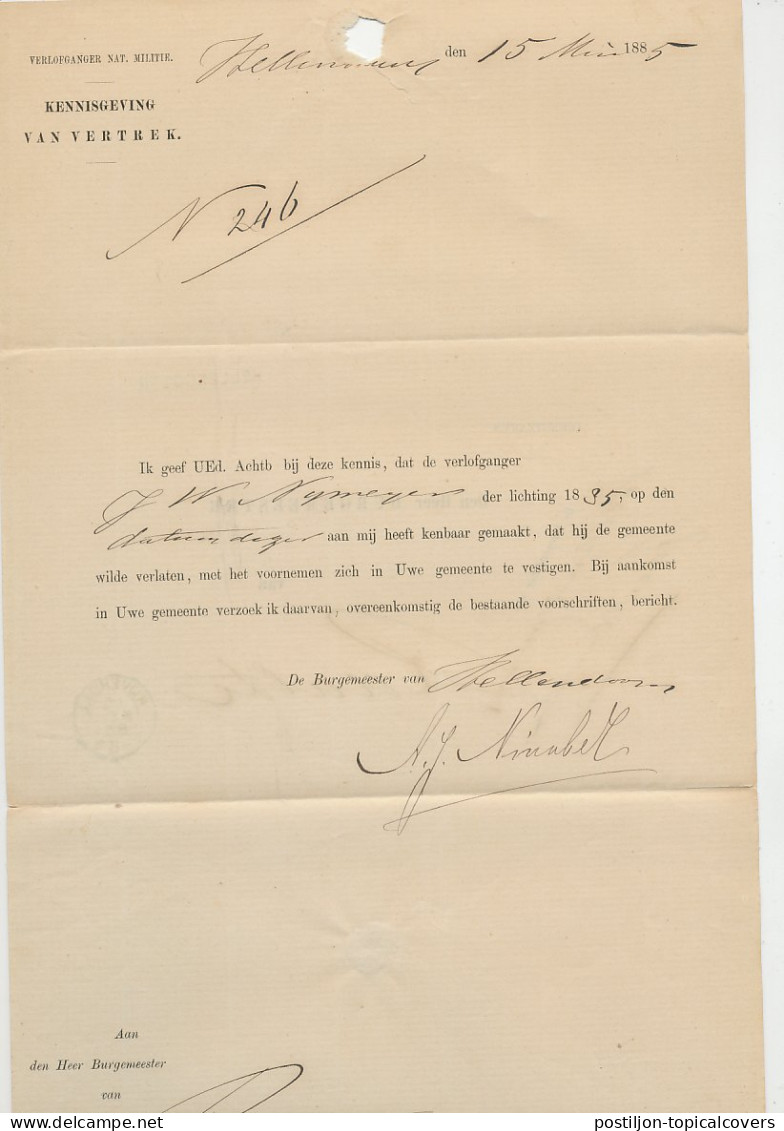 Naamstempel Hellendoorn 1885 - Briefe U. Dokumente