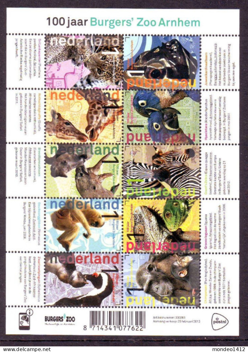 Nederland 2013 - NVPH 3028/3037 - Blok Block - Animal, Tiere, Animaux - Burger's Zoo Arnhem - MNH Postfris - Ongebruikt