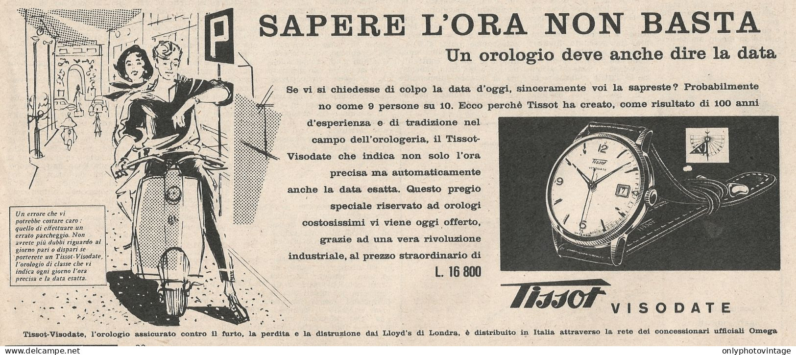 W1825 Orologio TISSOT Visodate - Pubblicità 1958 - Vintage Advertising - Werbung