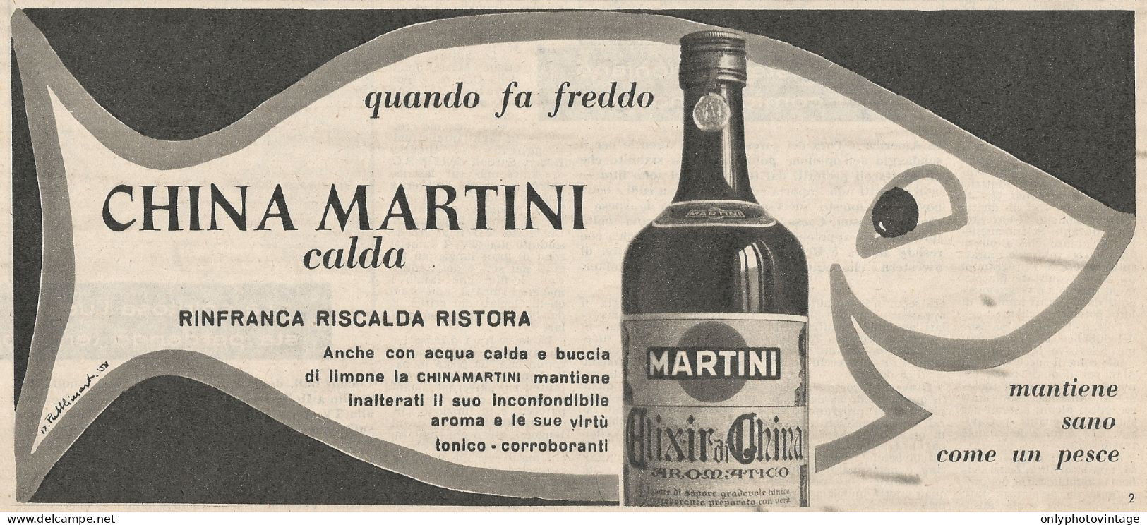 W1715 China Martini Calda - Pubblicità Del 1958 - Vintage Advertising - Advertising