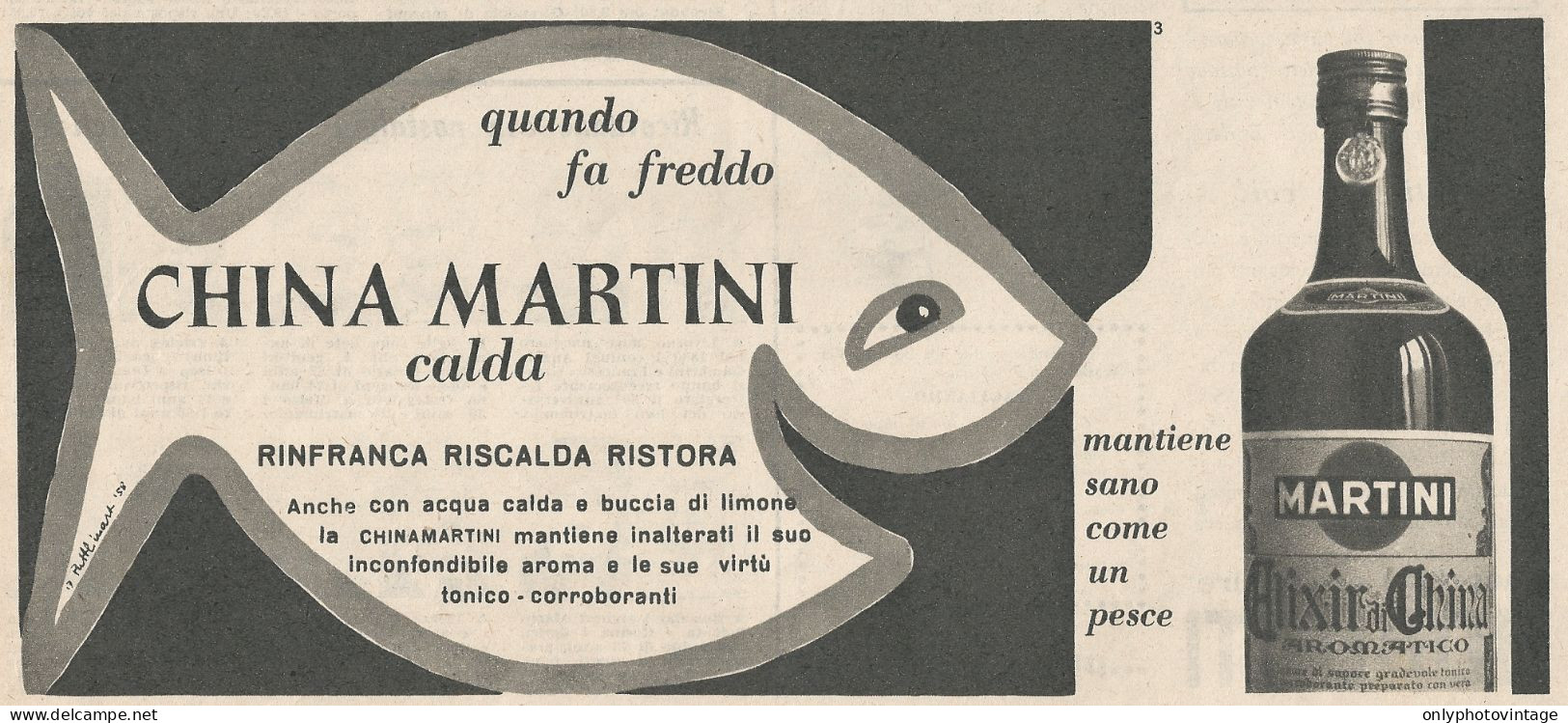 W1720 China Martini Calda - Pubblicità Del 1958 - Vintage Advertising - Advertising