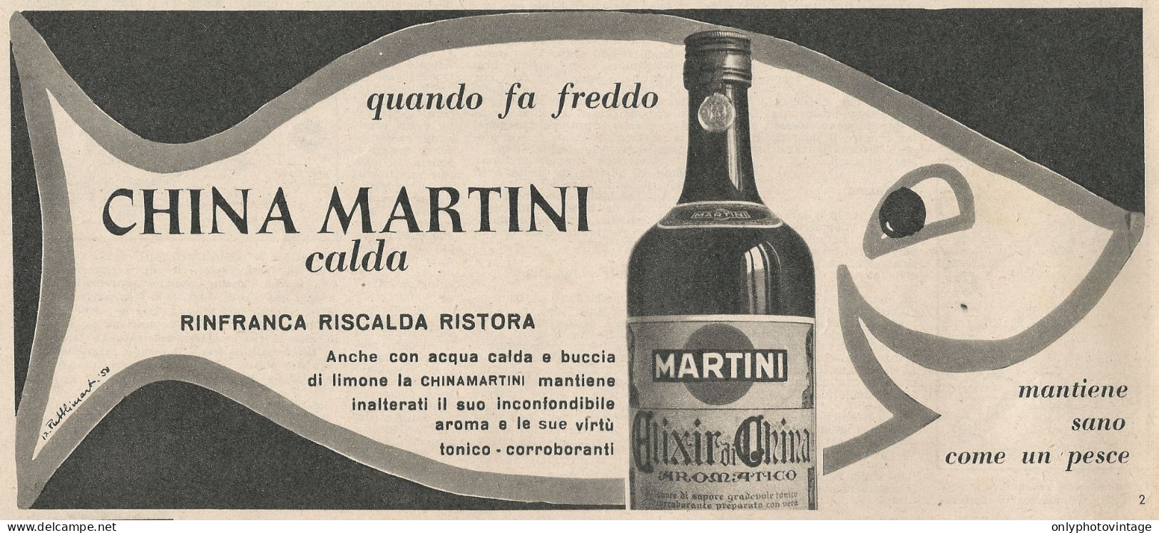 W1716 China Martini Calda - Pubblicità Del 1958 - Vintage Advertising - Advertising