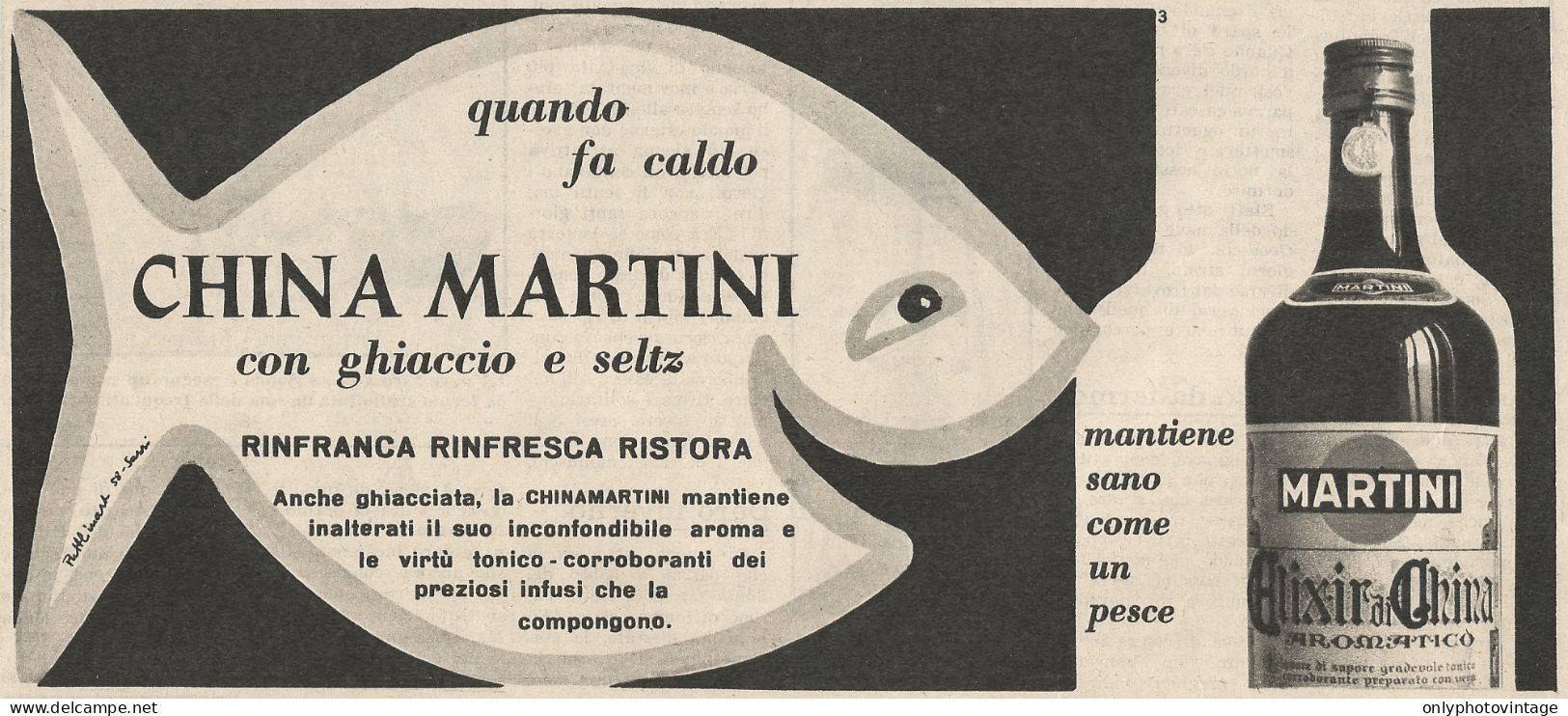 W1719 China Martini Con Ghiaccio E Seltz - Pubblicità Del 1958 - Vintage Advert - Advertising
