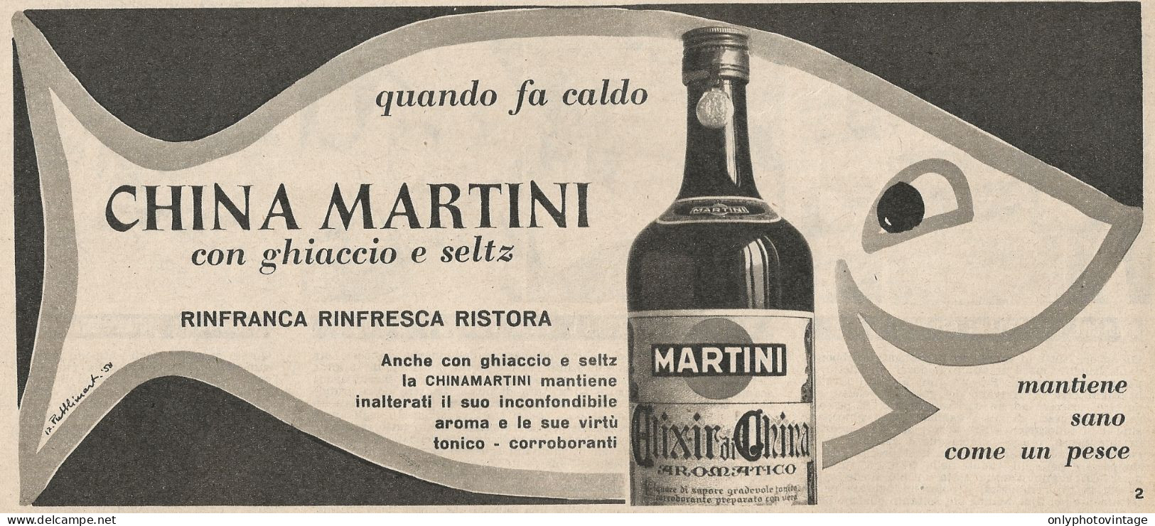 W1712 China Martini Con Ghiaccio E Seltz - Pubblicità Del 1958 - Vintage Advert - Publicités