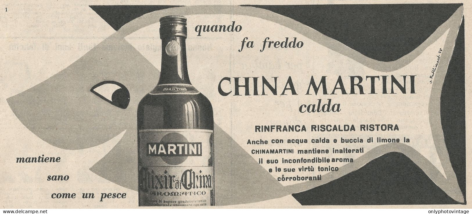 W1710 China Martini Calda - Pubblicità Del 1958 - Vintage Advertising - Advertising