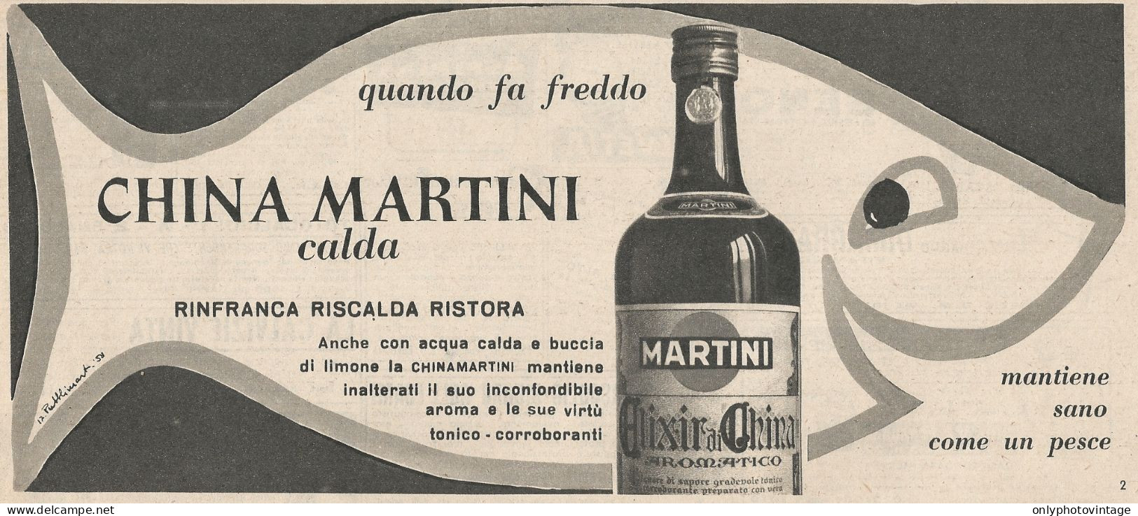 W1711 China Martini Calda - Pubblicità Del 1958 - Vintage Advertising - Advertising