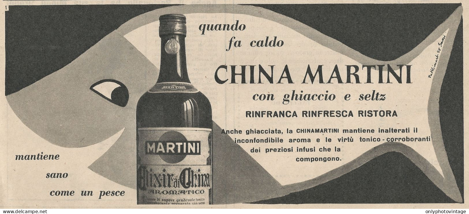 W1708 China Martini Con Ghiaccio E Seltz - Pubblicità Del 1958 - Vintage Advert - Advertising