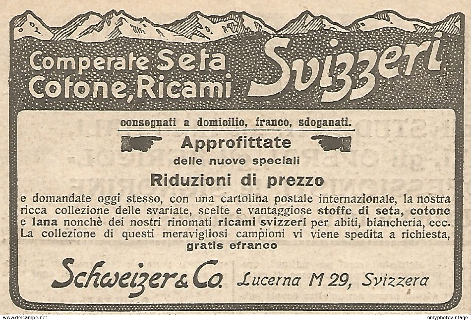 W1697 Comperate Seta Svizzera - Pubblicità Del 1926 - Old Advertising - Advertising