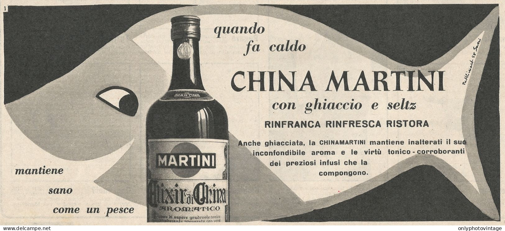 W1706 China Martini Con Ghiaccio E Seltz - Pubblicità Del 1958 - Vintage Advert - Advertising