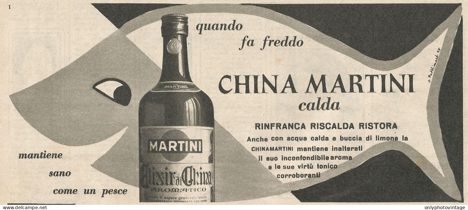 W1703 China Martini Calda - Pubblicità Del 1958 - Vintage Advertising - Advertising