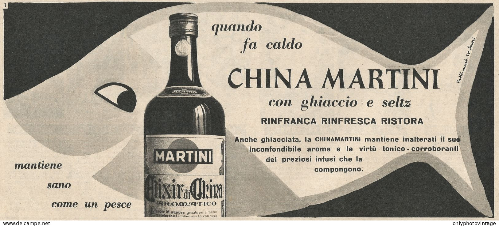 W1704 China Martini Con Ghiaccio E Seltz - Pubblicità Del 1958 - Vintage Advert - Advertising
